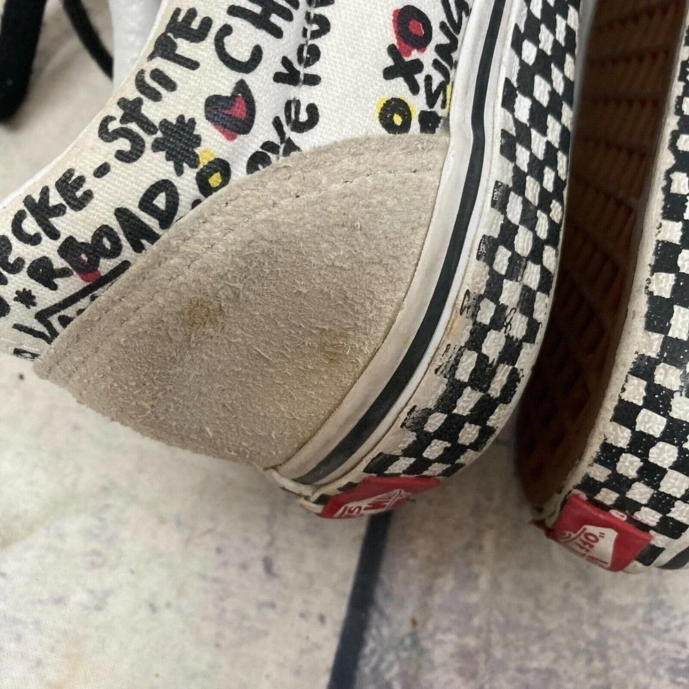 Vans Old Skool‎ DIY Womens 8 Mens 6.5 Canvas Suede Sneakers Shoes Black White